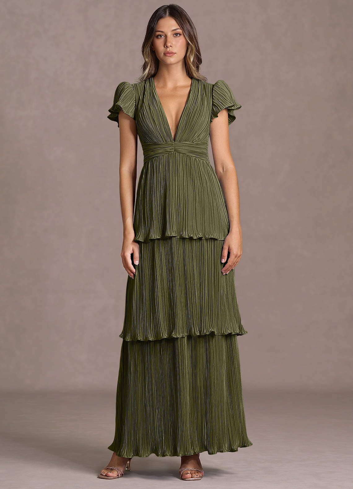 Talira Moss Green Maxi Dress | Azazie