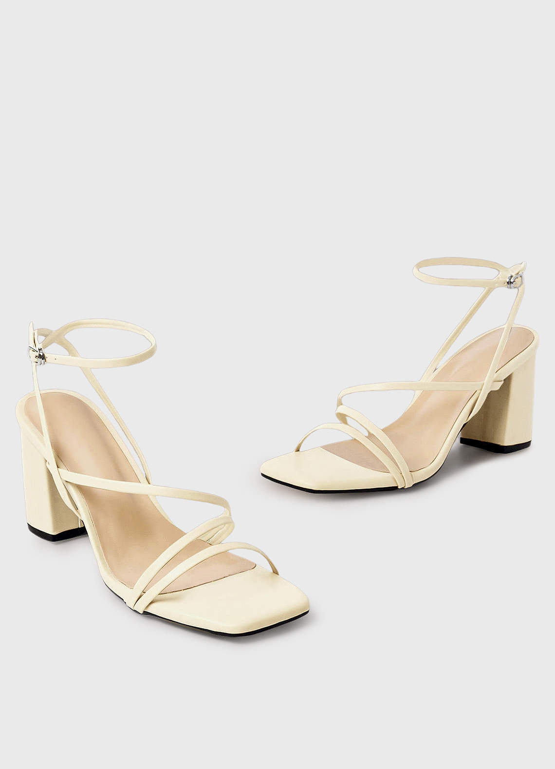 front Ankle Strap Block Heel Sandals