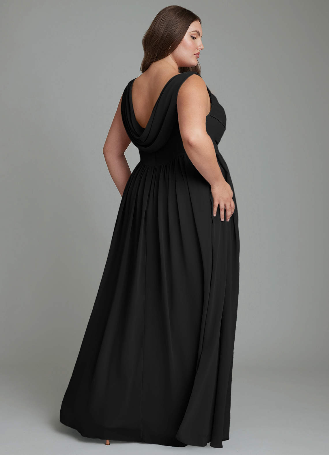 Azazie Novi Bridesmaid Dresses Black A-Line Pleated Chiffon Dress image7
