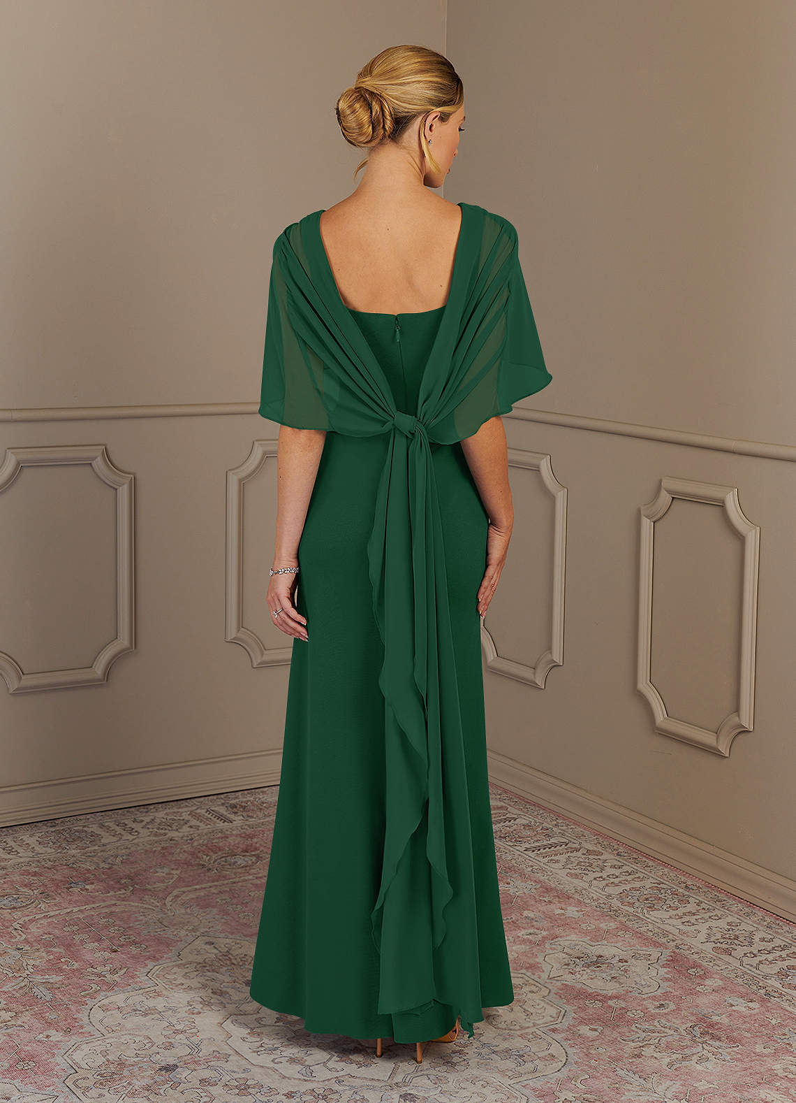 Azazie Dion Mother of the Bride Dresses Dark Green Sheath Scoop Stretch Crepe Dress image6