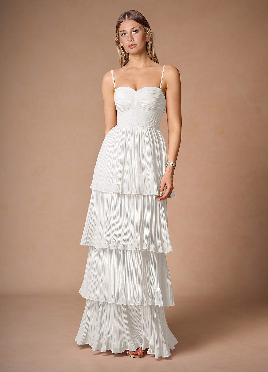 Azazie Isla Wedding Dresses Diamond White A-Line Sweetheart Neckline Chiffon Dress image1