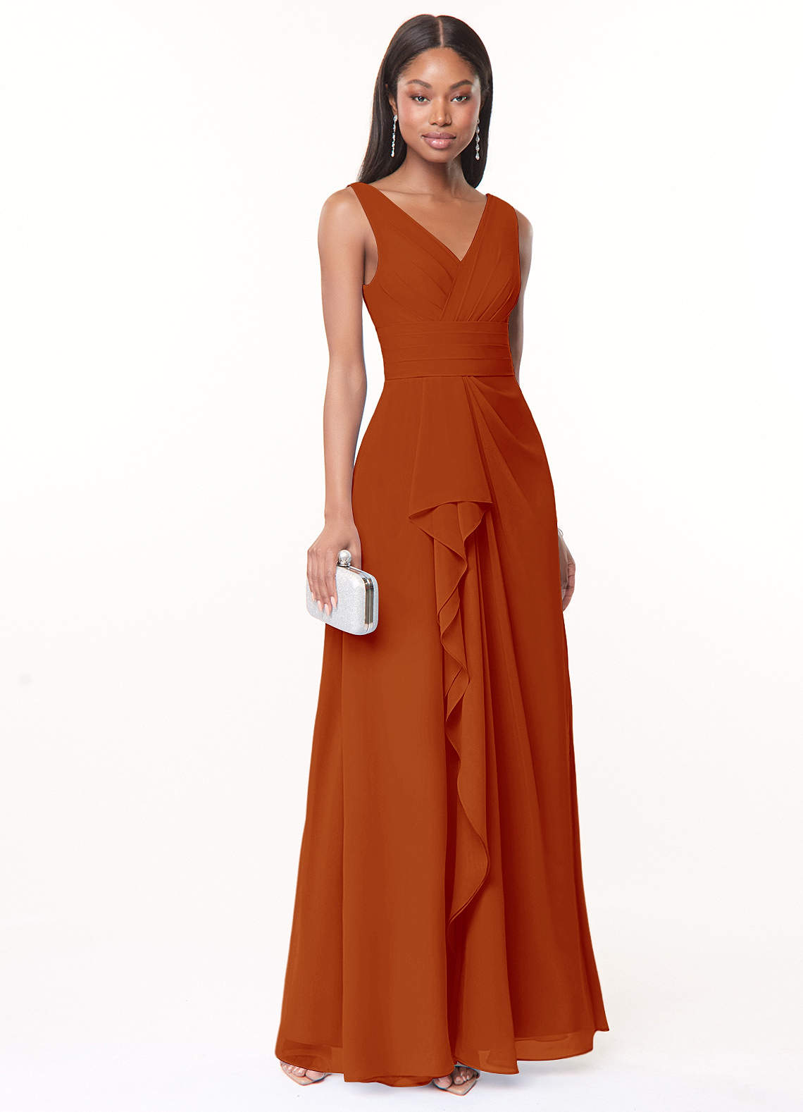 Azazie Julianna Bridesmaid Dresses Paprika A-Line Chiffon Dress image1