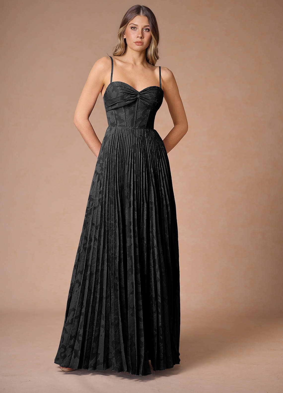 Akiko Black Pleated Maxi Dress | Azazie Akiko Black Pleated Maxi Dress | Azazie