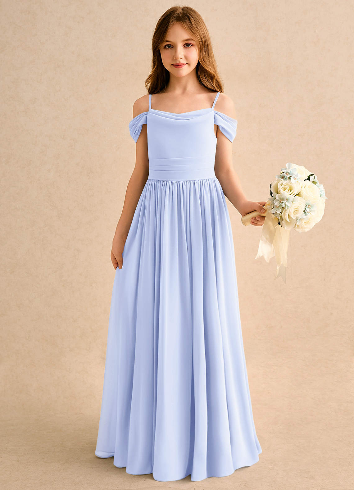 Meisjes Een Schouder Bloemen Chiffon Bruiloft Bruidsmeisje