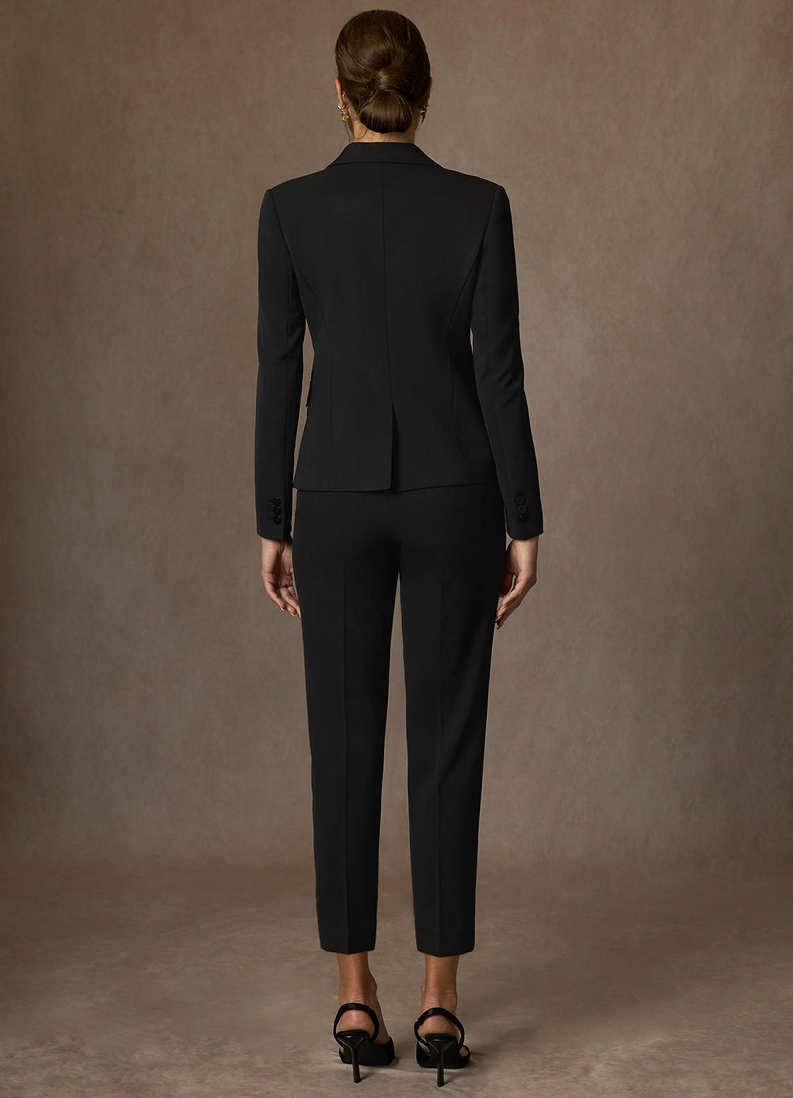 front Victoria Black Refined Weave Cropped Dress Pants