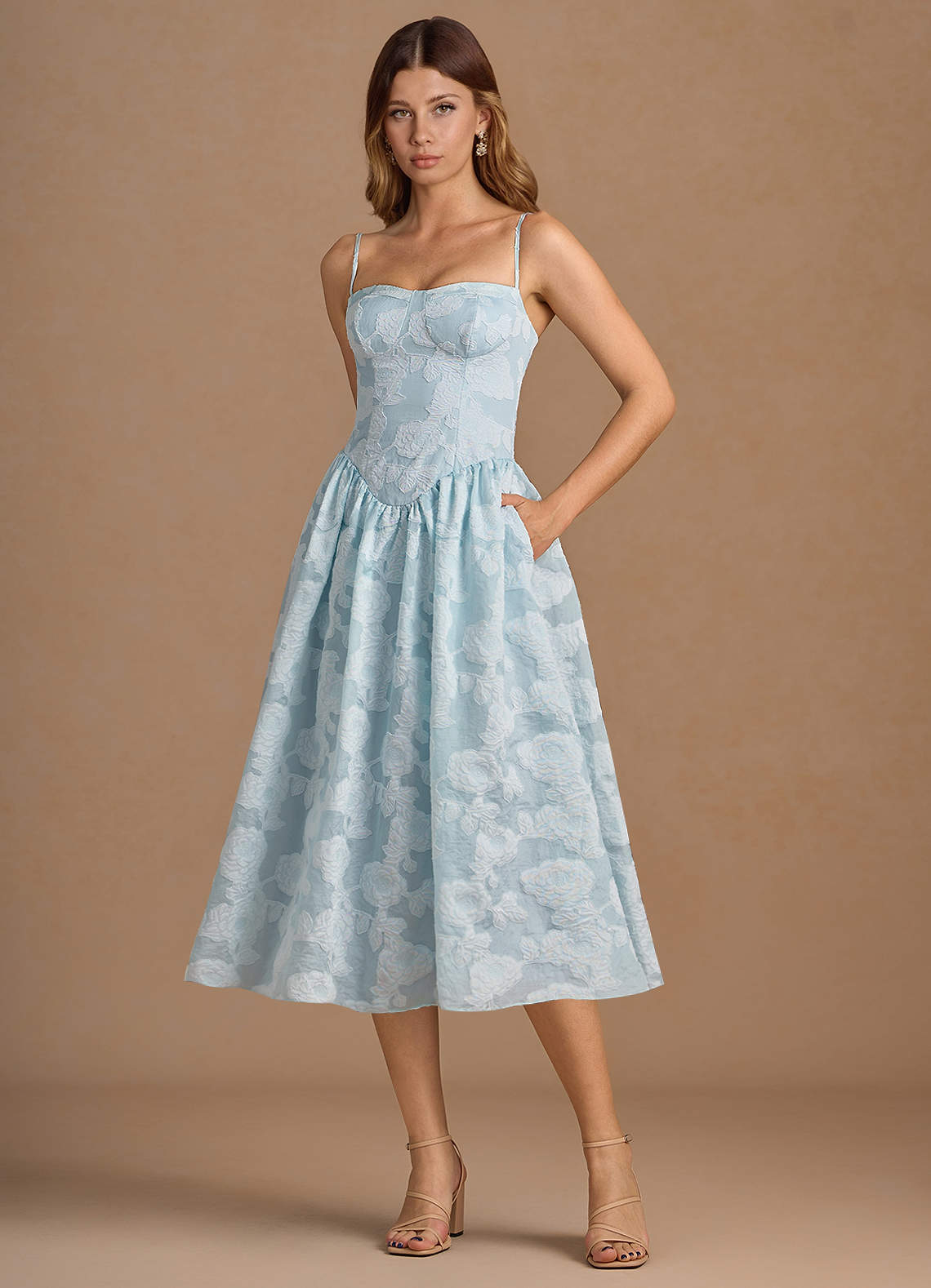 Celestine Pale Blue Midi Dress Ready to Ship | Azazie DE