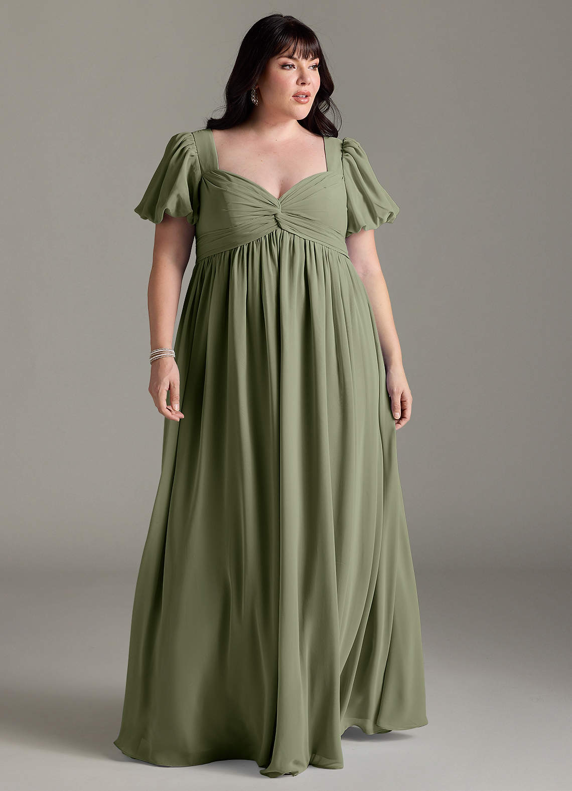 Azazie Madisynn Maternity Bridesmaid Dresses Bow Chiffon Floor-Length Dress image1