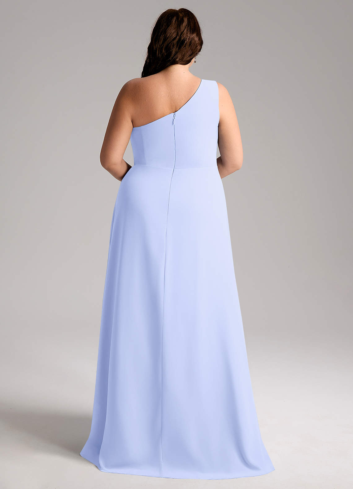 Azazie Brooke Vestidos de damas de honor Vestido de Lavanda de Gasa de Corte en A con Hombro unilateral image9