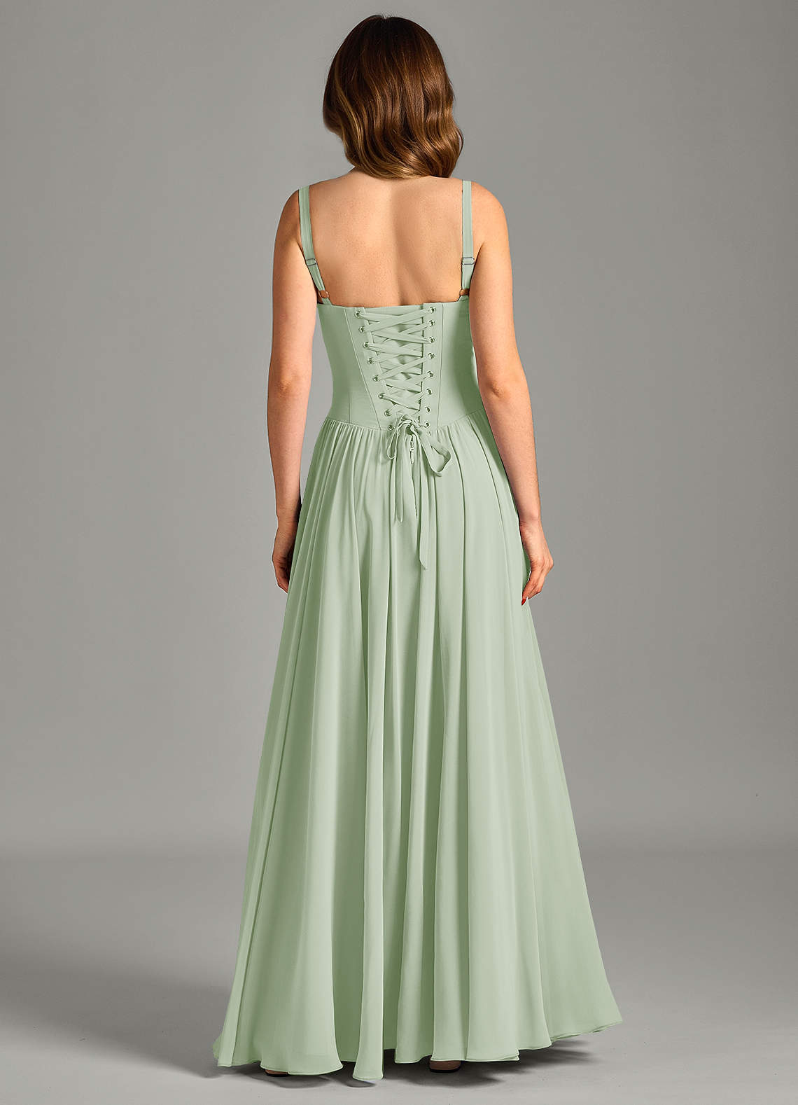 Azazie Evadina Suknie dla druhen Linia A Gorset Szyfon Do ziemi Sukienka image1