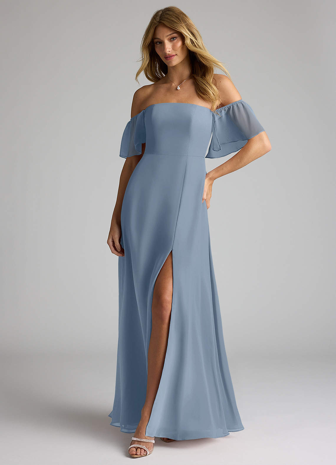 Azazie Sue Dusty Blue Chiffon Bridesmaid Dresses | Azazie