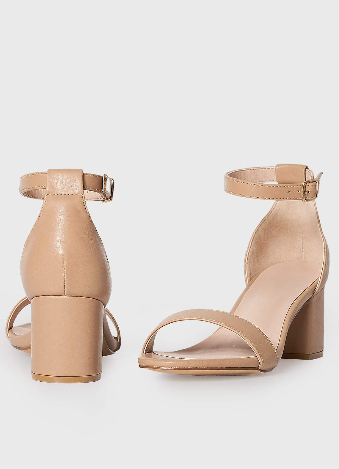 front One-Strap Buckle Block Heel Sandals