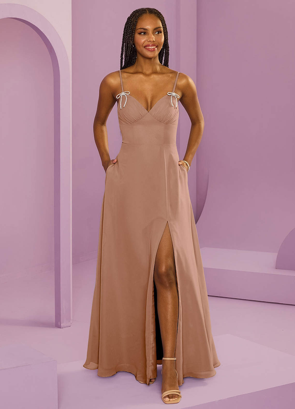 Barbie™ ❤ AZAZIE 1040 Champanhe Rosa Vestidos de madrinha Azazie