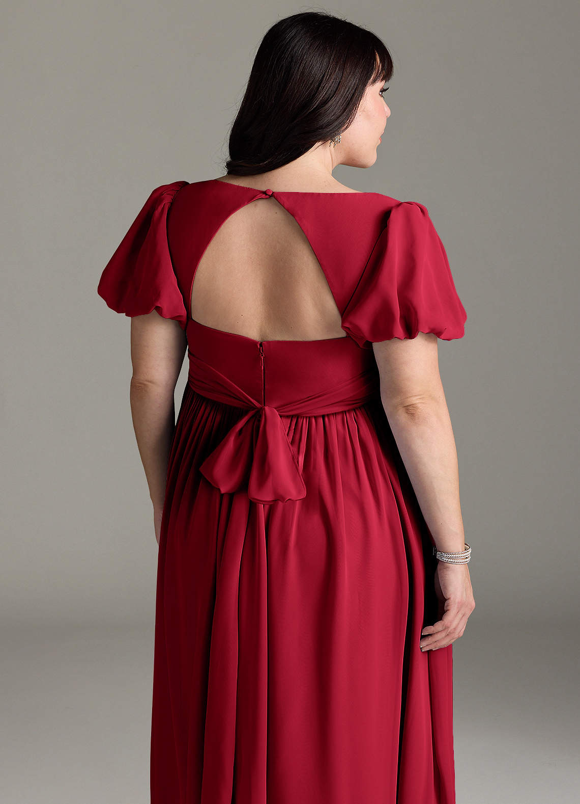 Azazie Madisynn Maternity Bridesmaid Dresses Bow Chiffon Floor-Length Dress image9