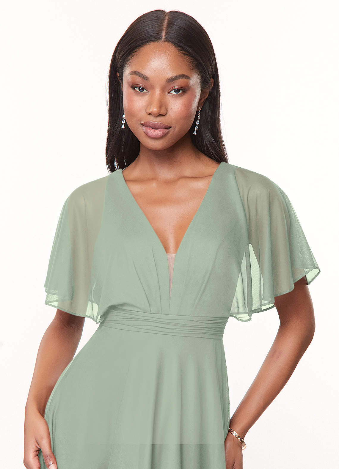 Azazie Tinsley Vente Finale Robe Trapèze en Maille Plissée Agave image4