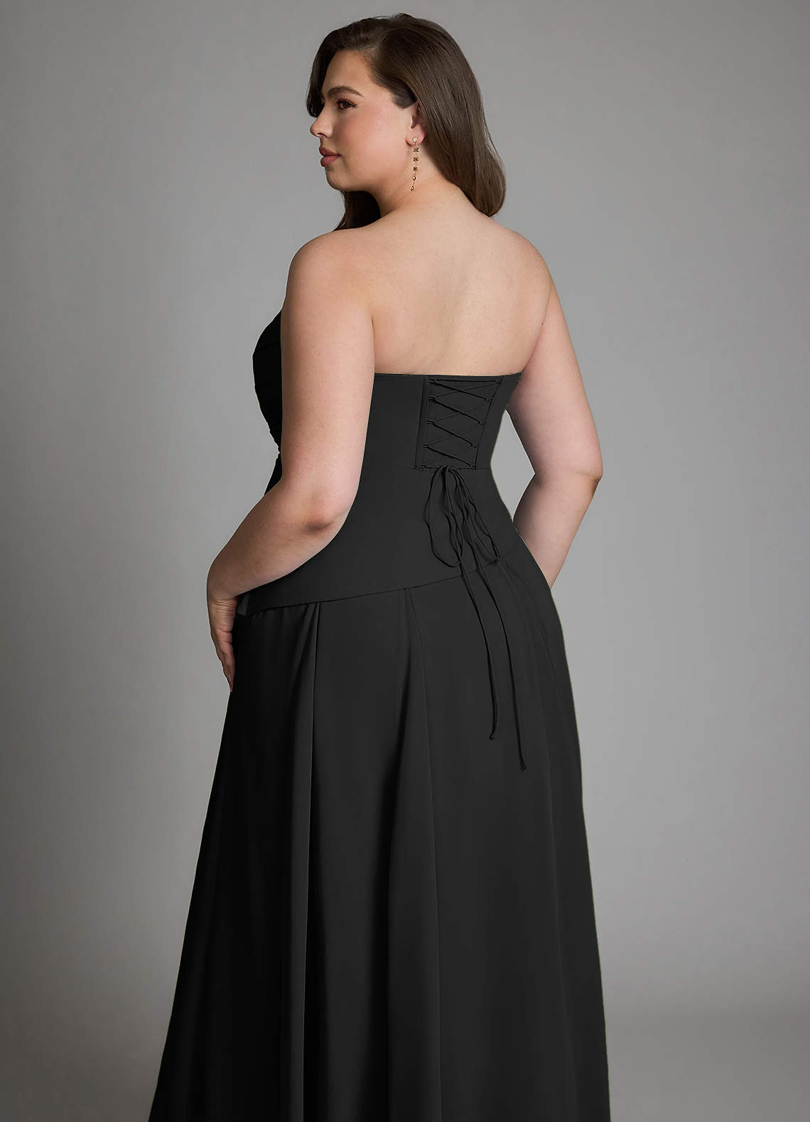 Azazie Gabriela Bridesmaid Dresses Black A-Line Corset Chiffon Dress image24