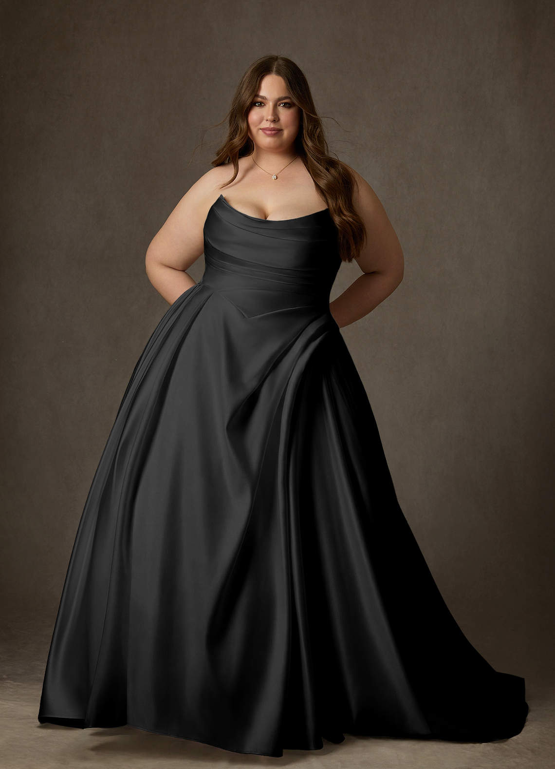 Azazie Adelise Wedding Dresses Black Ball-Gown Strapless Satin Dress image7