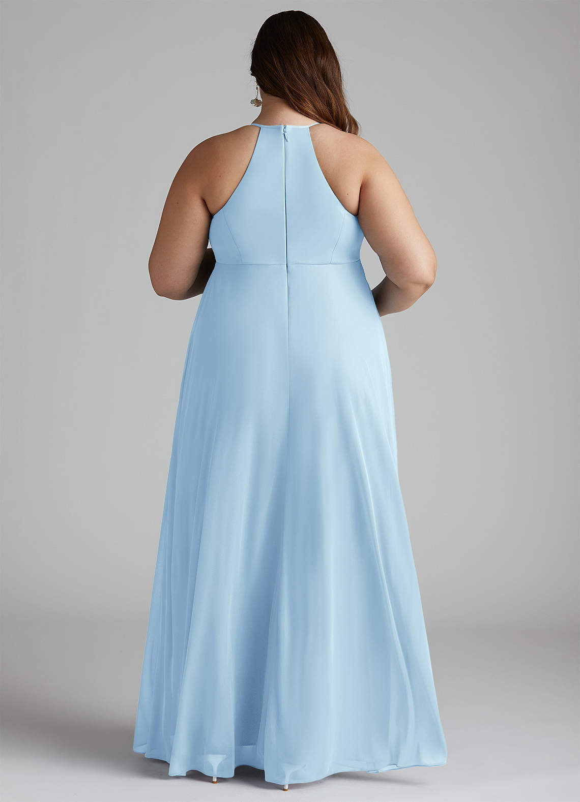 Azazie Annabelle Maternity Bridesmaid Dresses A-Line V-Neck Pleated Mesh Floor-Length Dress image7