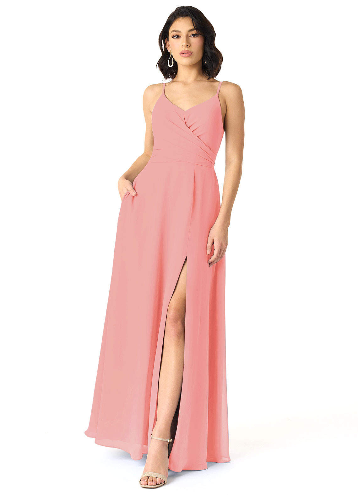 Coral Bridesmaid Dress w/ outlet Pockets