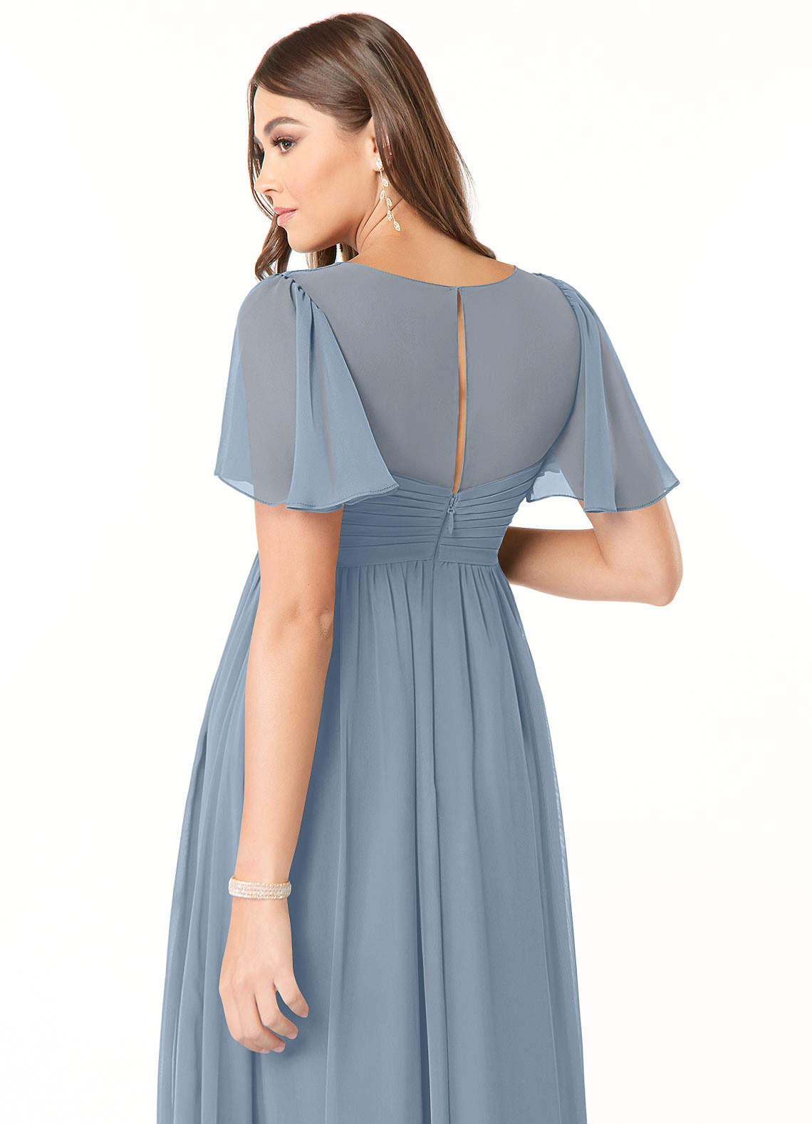 Azazie Verna Maternity Bridesmaid Dresses A-Line V-Neck Ruched Chiffon Floor-Length Dress image5