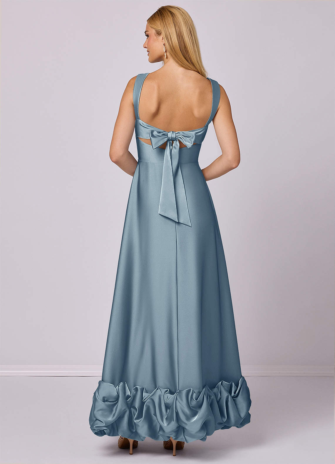 Barbie ♥ Azazie Bridesmaid Dresses A-Line Stretch Satin Ankle-Length Dress with Pockets image1