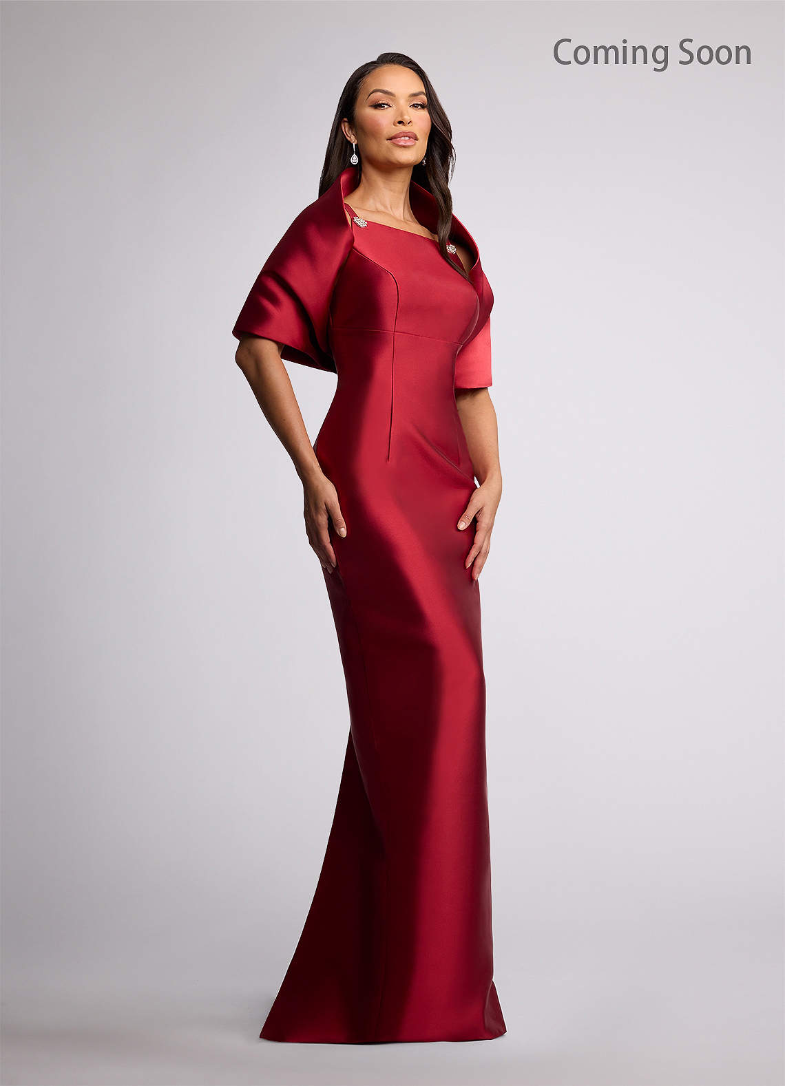 Burgundy Azazie Octavia Sheath Mikado Floor-Length Dress | Azazie