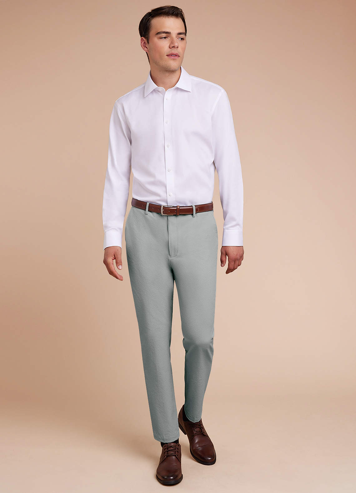 front Miles Light Grey Seersucker Dress Pants