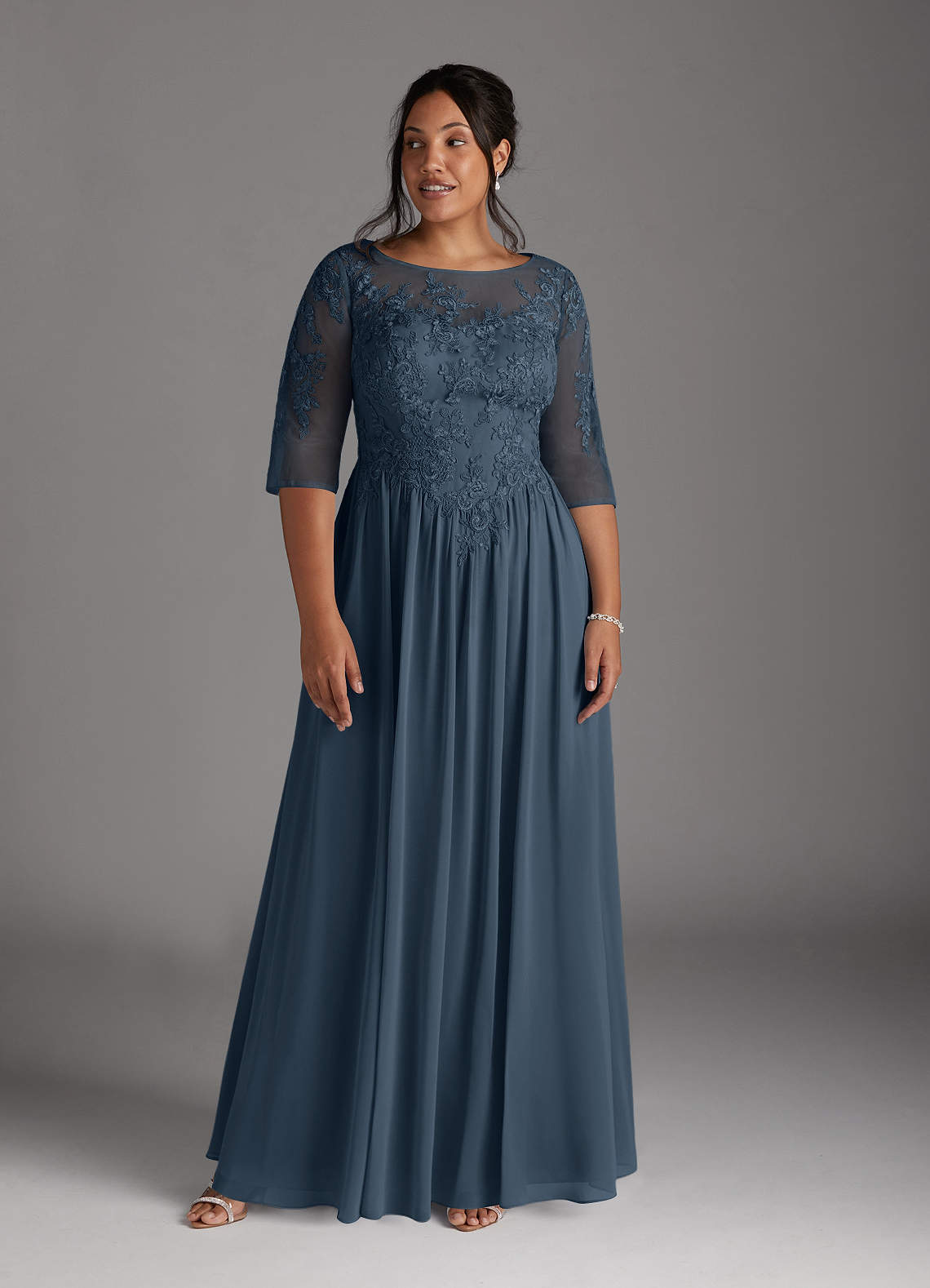 Azazie Mirielle Mother of the Bride Dresses Neptune A-Line Scoop Lace Chiffon Dress image8