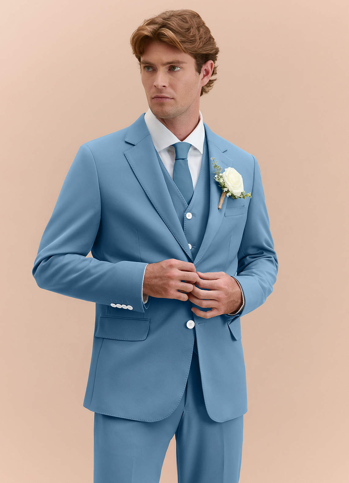 James Steel Blue Structured Stretch 3-piece suit | Suit Sets |Azazie