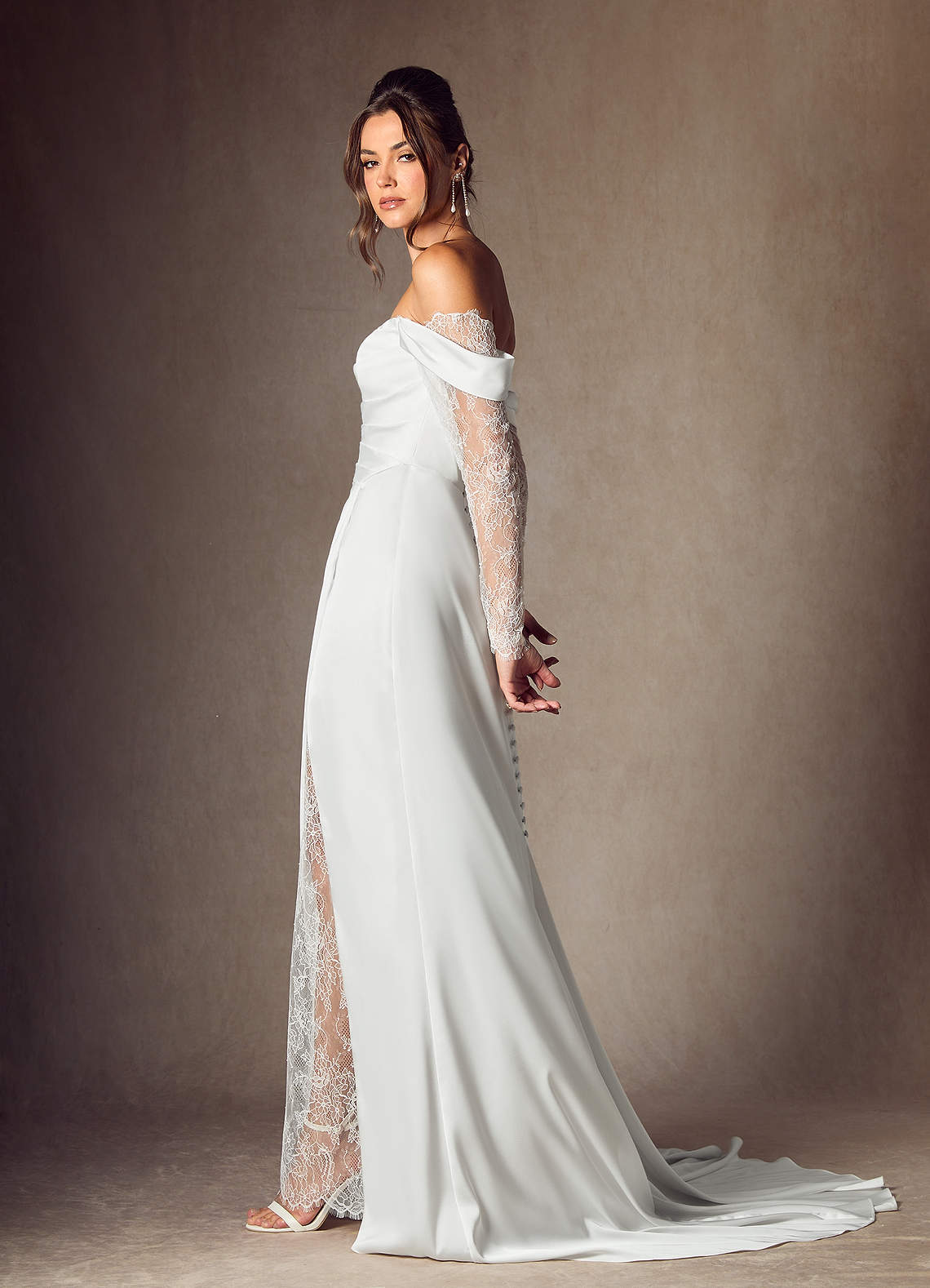 Azazie Alexa Wedding Dresses Diamond White A-Line Sweetheart Neckline Lace Dress image3