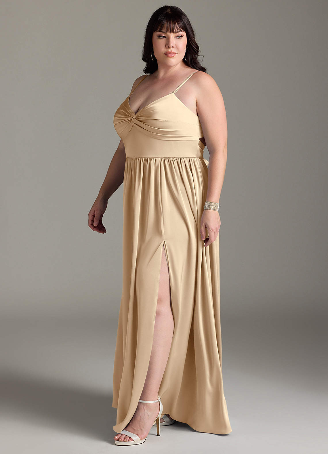 azazie champagne dress Azazie Charlize