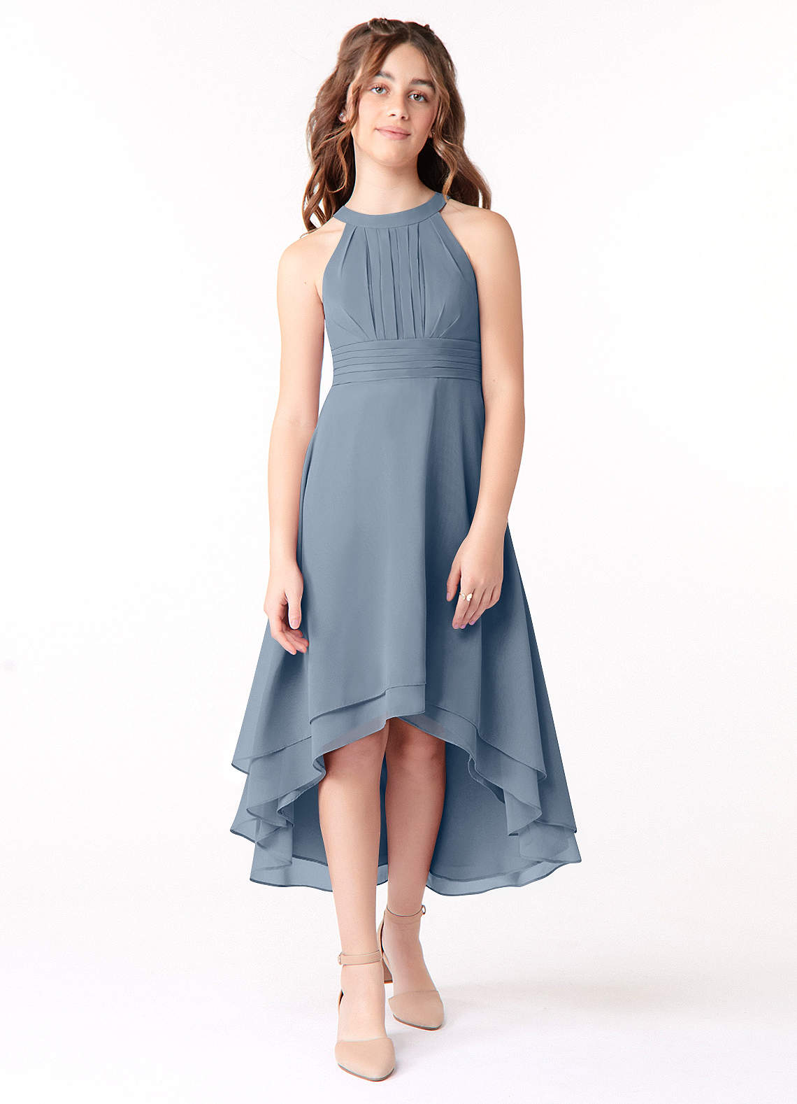 Azazie Linna Junior Twilight A-Line Pleated Chiffon Dress image1