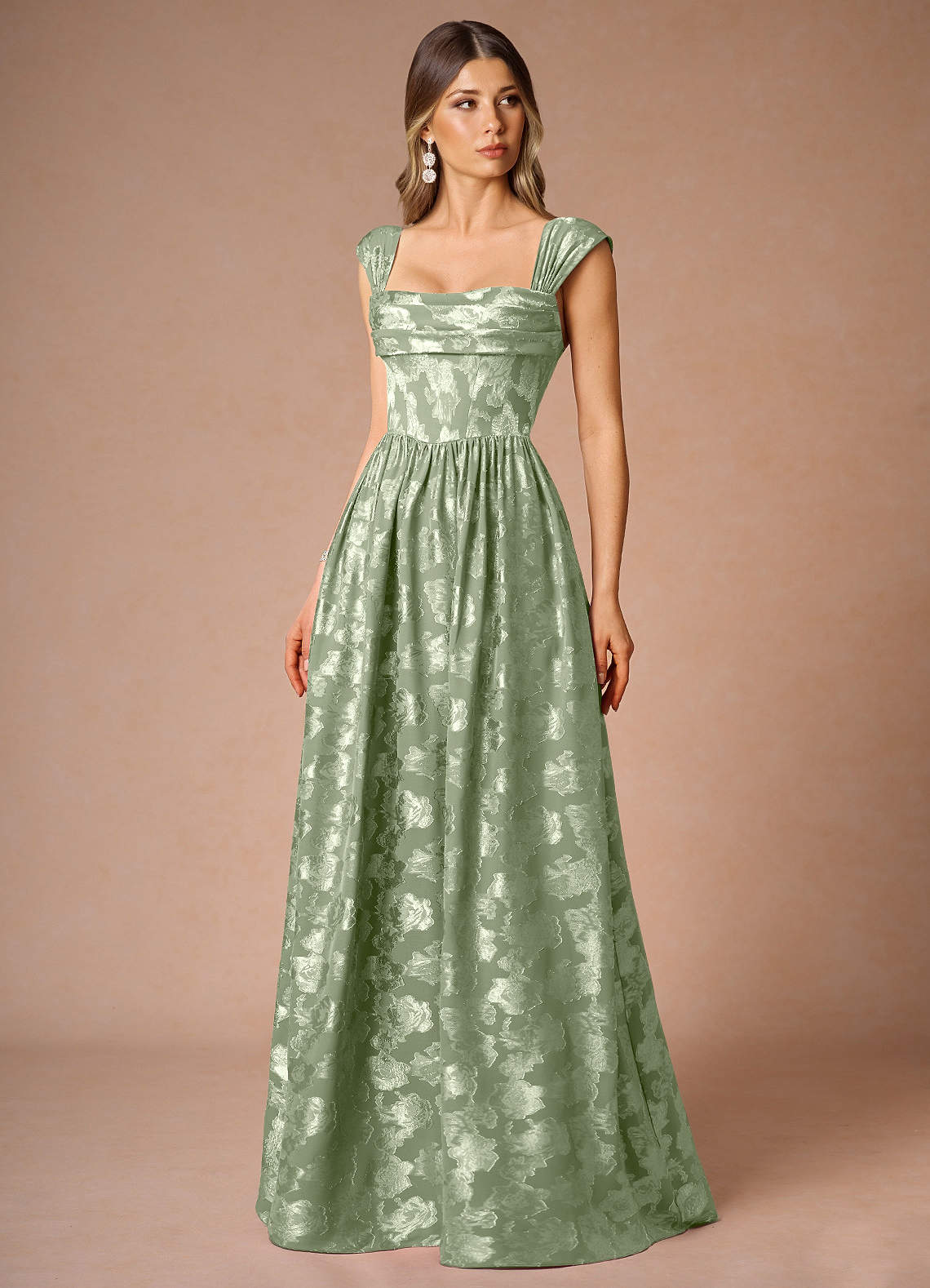 Hazel Light Green Pleated Maxi Dress | Azazie