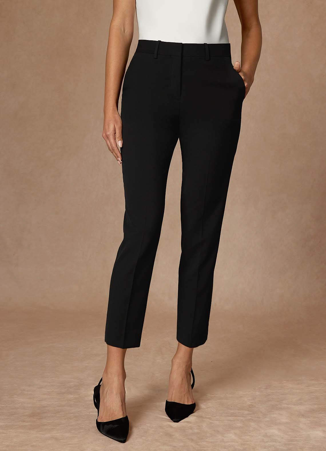 front Whitney Black Refined Weave Performance Cropped Pants Suit