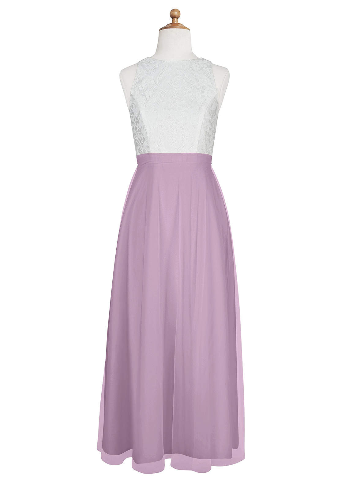Azazie Albertine A-Line Lace Tulle Floor-Length Junior Bridesmaid Dress image1