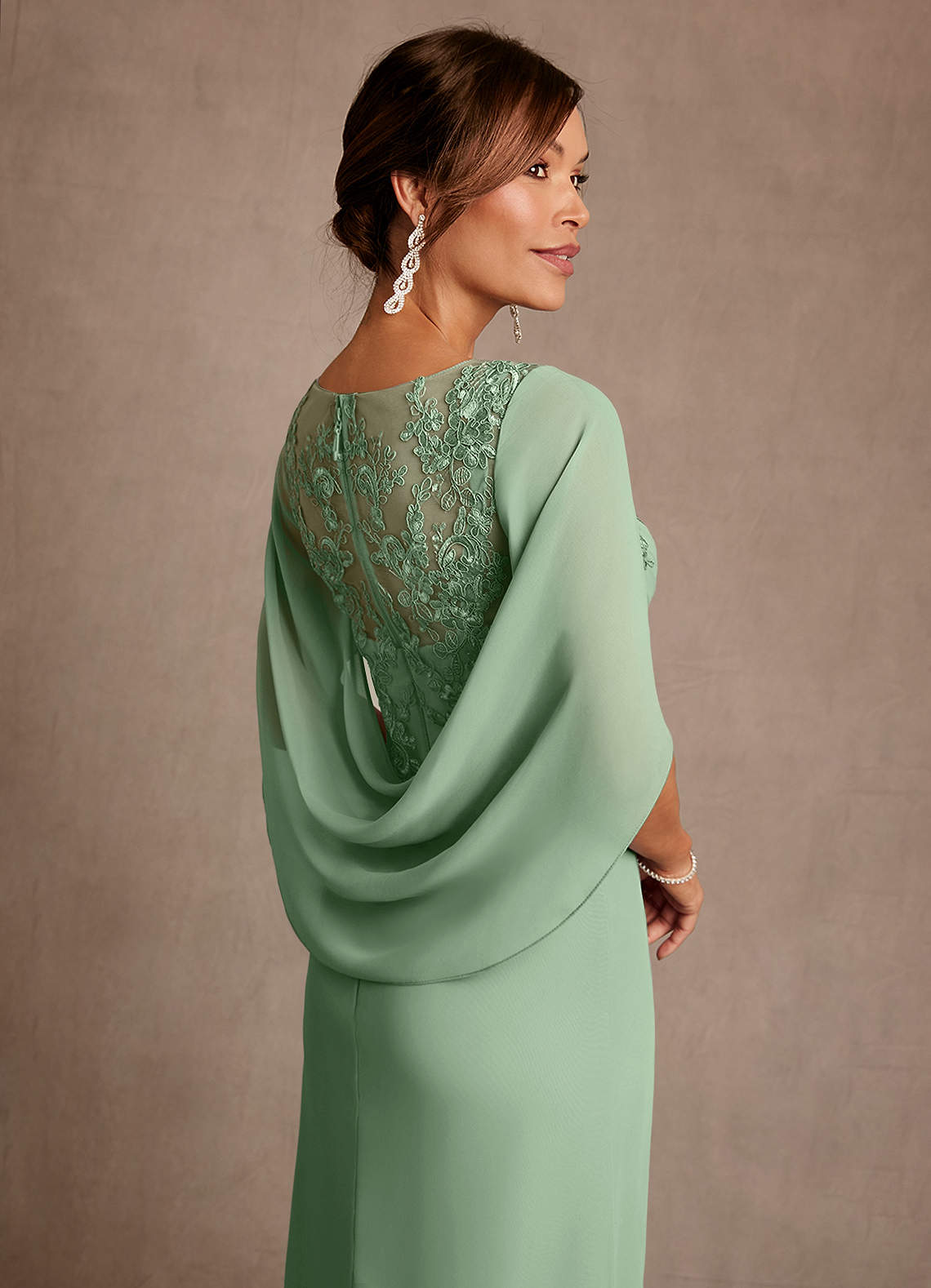 Azazie Santa Clara Mother of the Bride Dresses Matcha A-Line Lace Dress image5