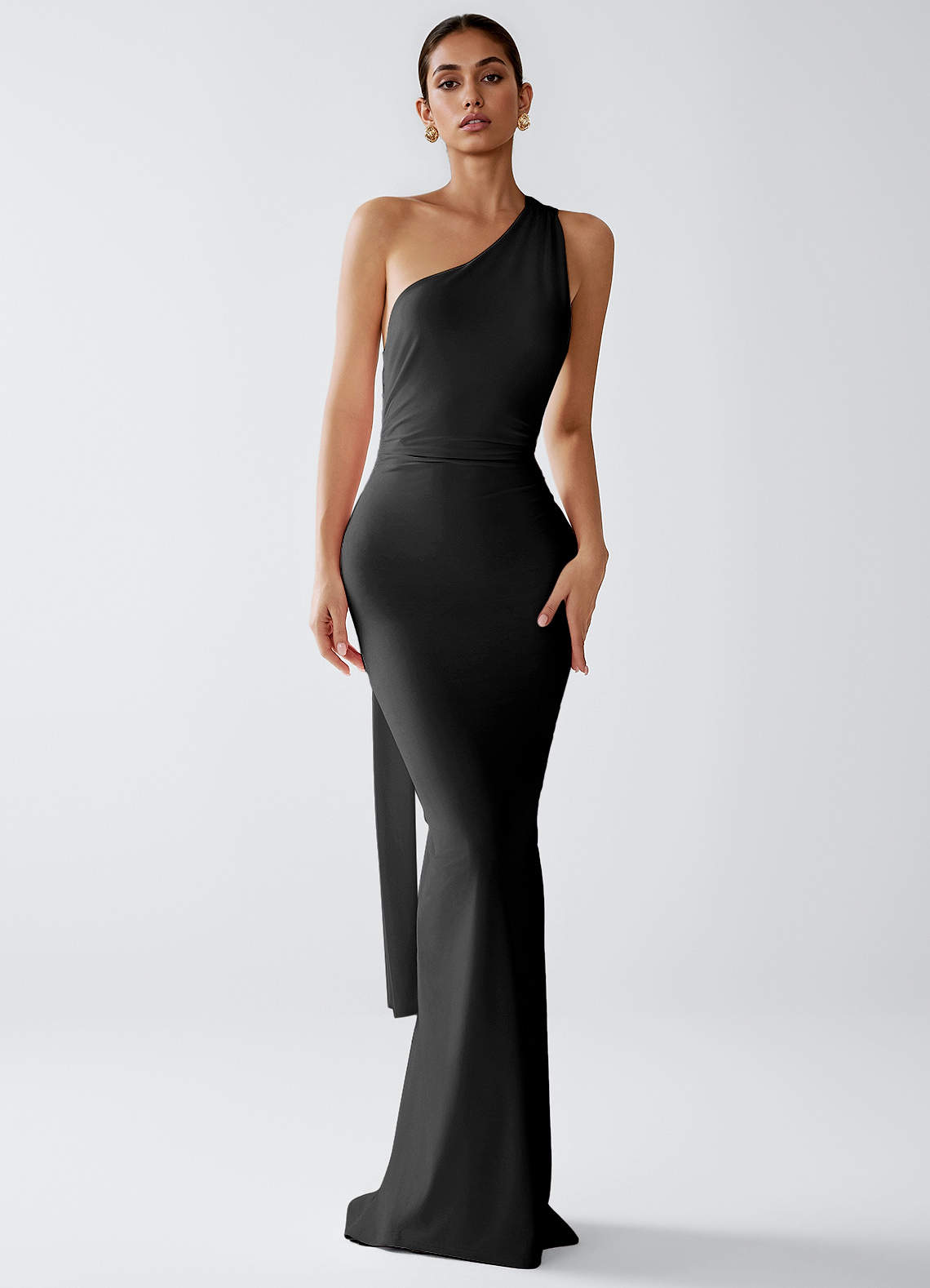Lydia Black Stretch Knit Maxi Dress image1