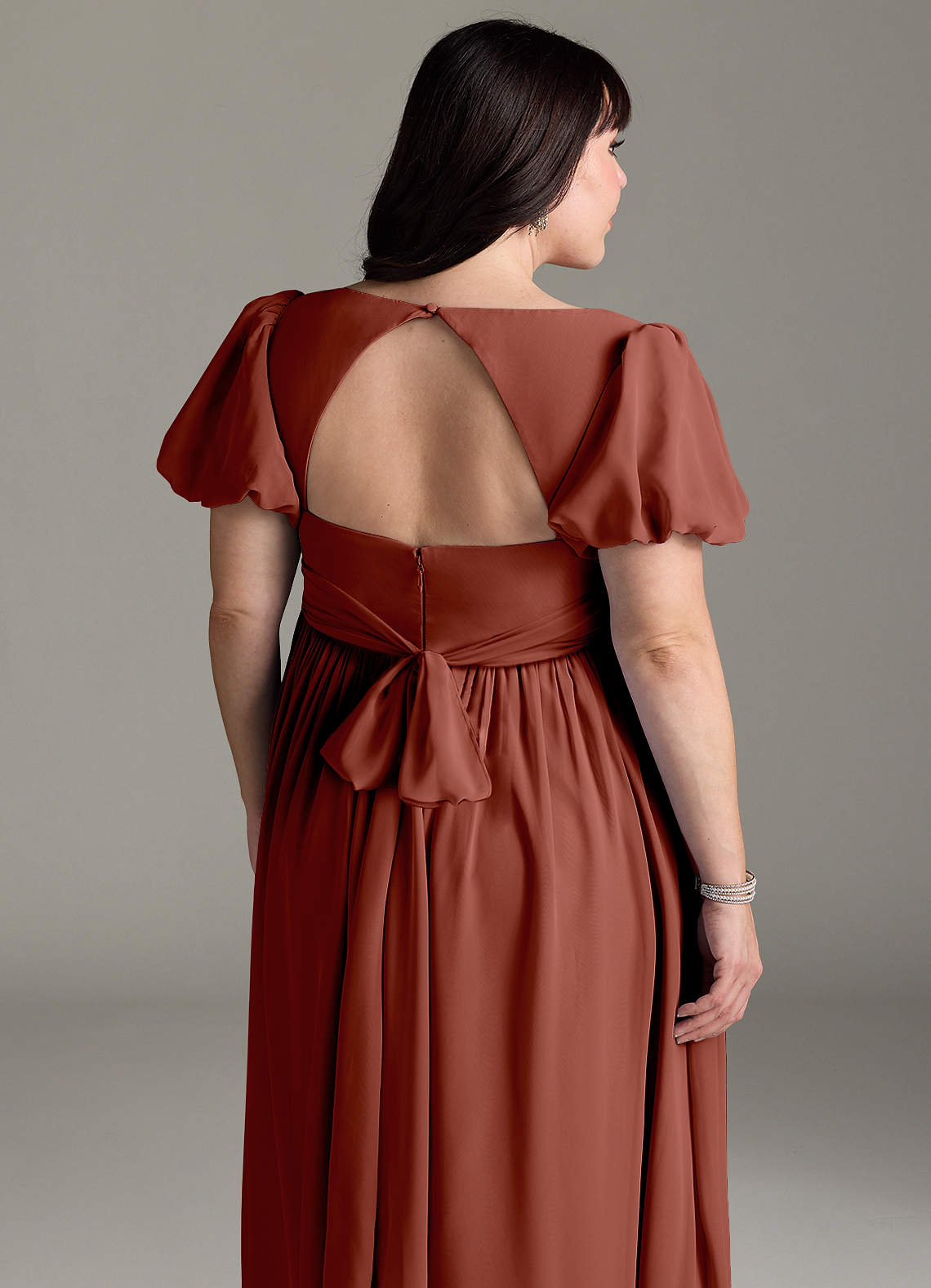 Azazie Madisynn Probar vestidos en casa Vestido de Lazo Hasta el suelo Gasa image9