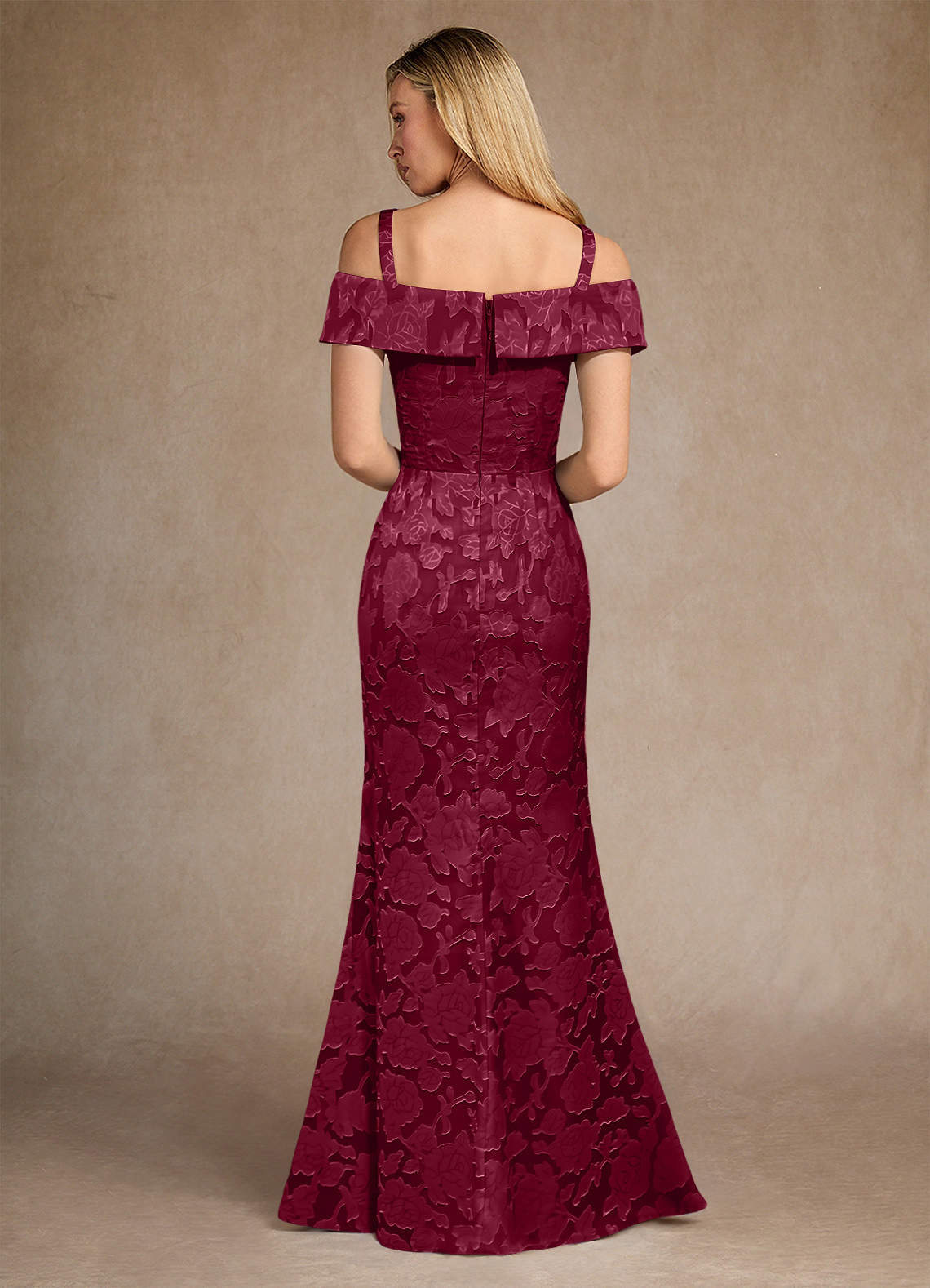 Azazie Canton vestidos de madre de la novia Vestido de Borgoña de Devorado Floral de Sirena con Vestidos sin tirantes image3