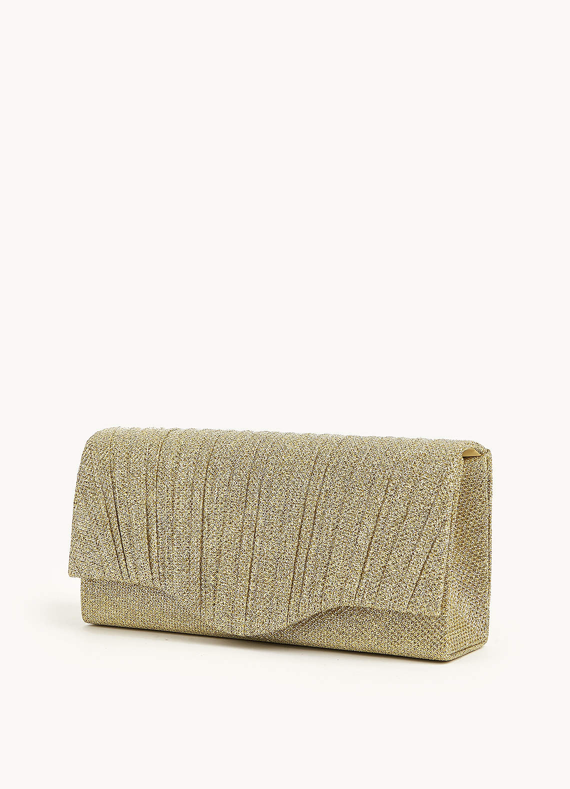 front Shimmer Pleated Flap Clutch