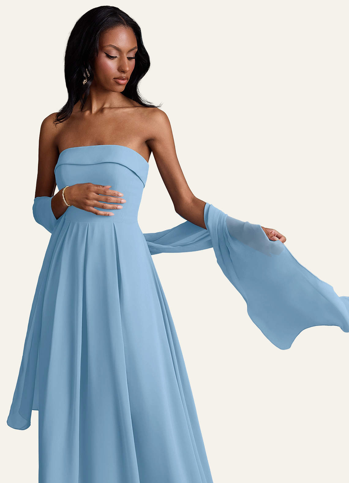 front Azazie Matching Color Chiffon Shawl