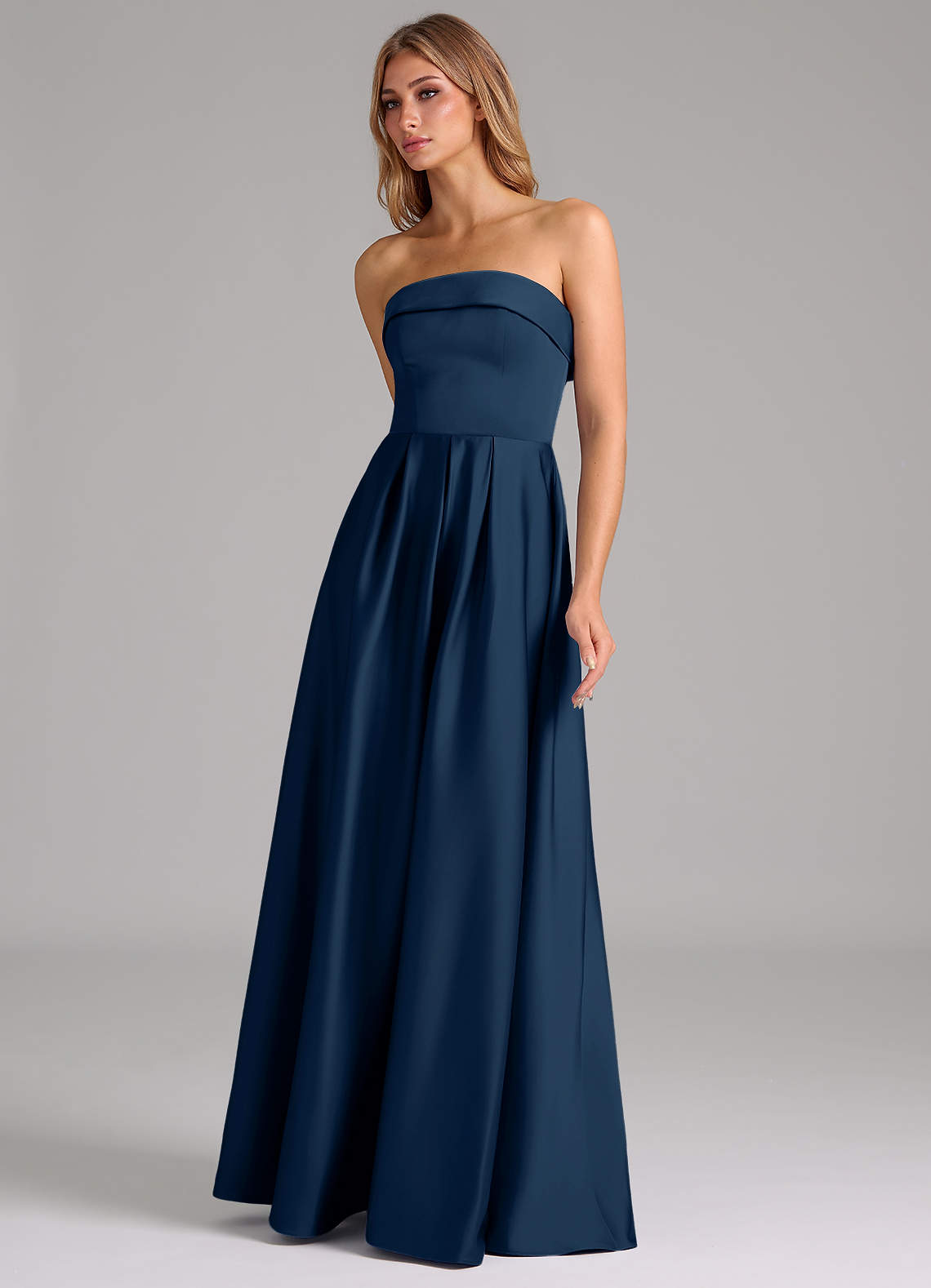 Azazie Lucienne Dark Navy Stretch Satin Bridesmaid Dresses | Azazie Azazie Lucienne Dark Navy Stretch Satin Bridesmaid Dresses | Azazie