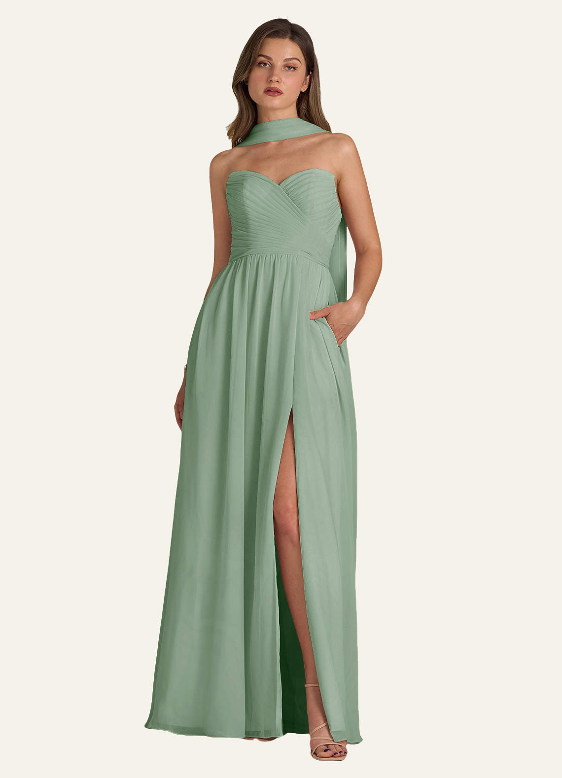 front Azazie Matching Color Chiffon Scarf