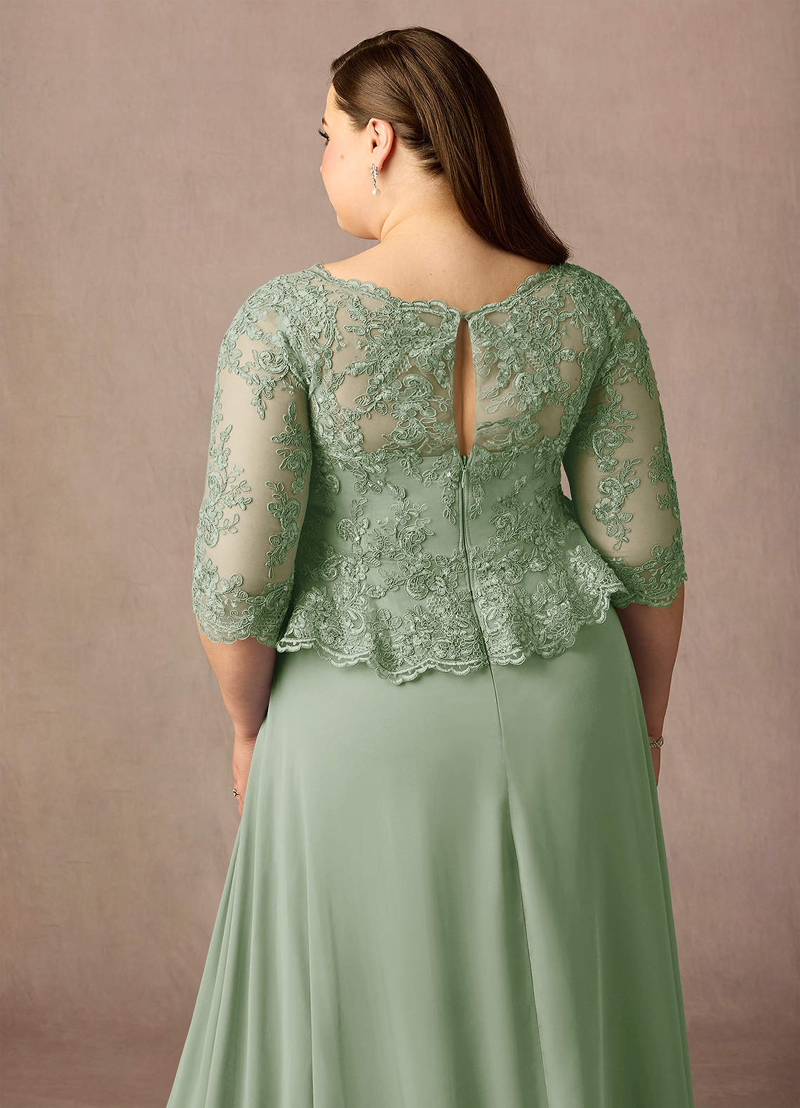 Azazie Averie Mother of the Bride Dresses Dusty Sage A-Line Boatneck Sequins Chiffon Dress image12