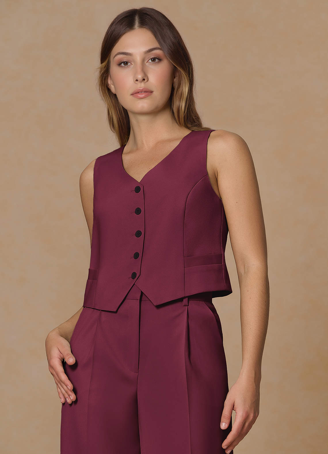 front Rowan Burgundy Refined Weave Performance vest