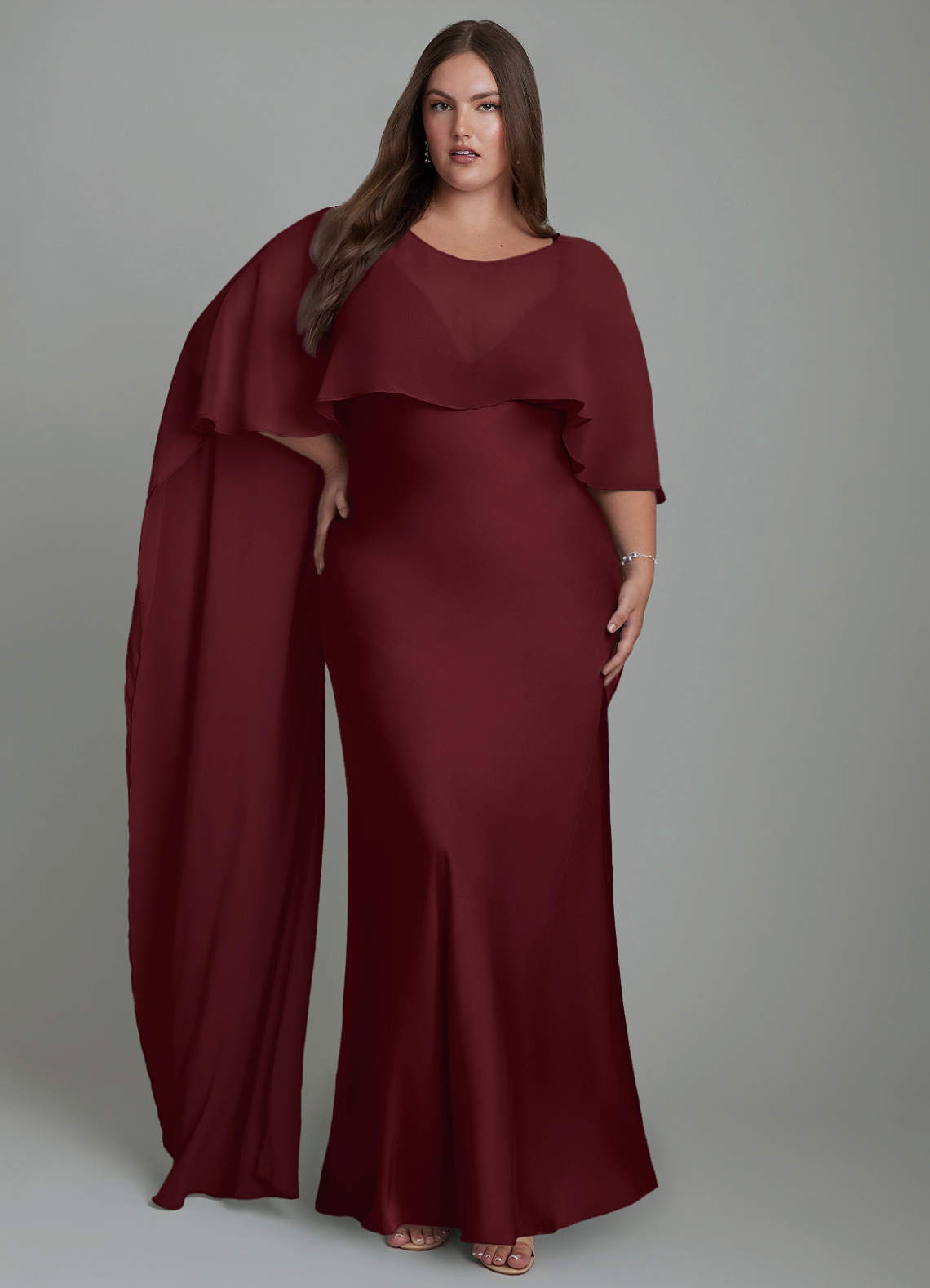 Azazie Stefania Bridesmaid Dresses Cabernet A-Line Stretch Satin Dress image8