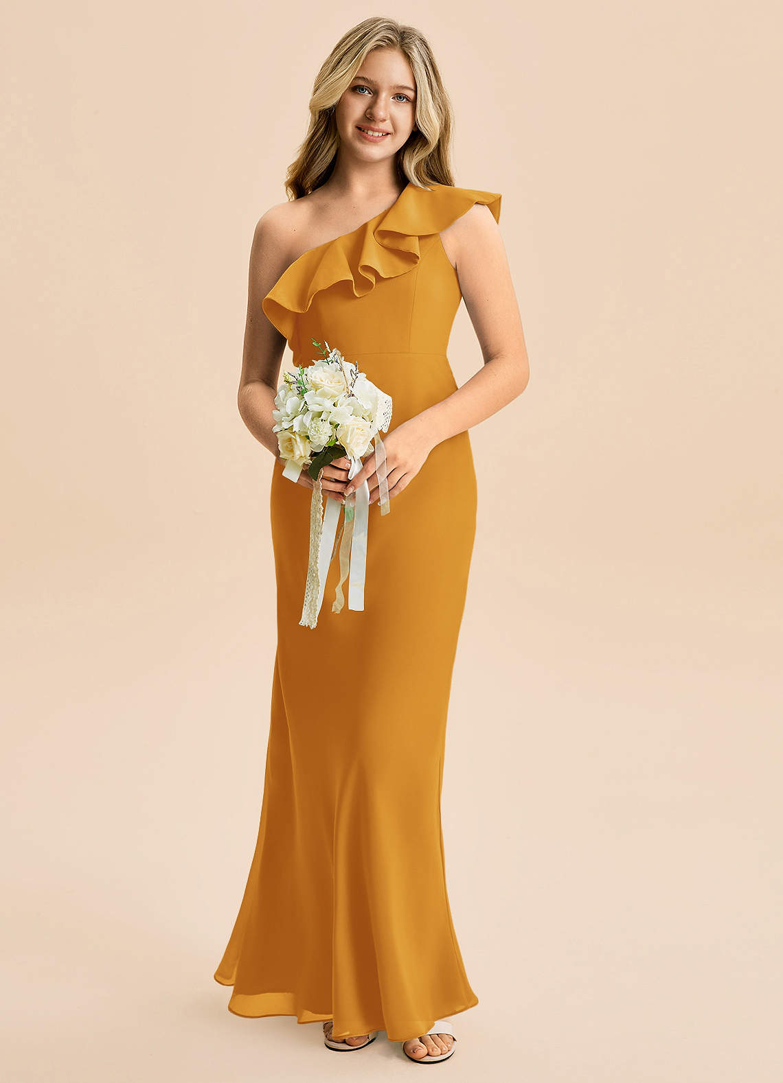 Azazie Alissa Junior Bridesmaid Dress in Butterscotch | Azazie UK