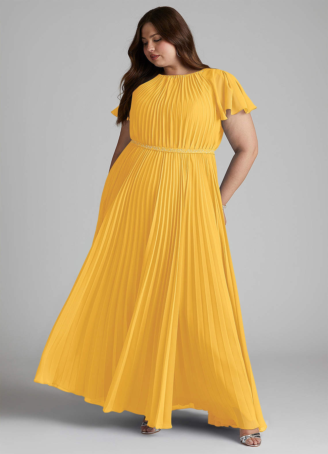 Azazie Kara Modest Bridesmaid Dresses A-Line Pleated Chiffon Floor-Length Dress image11