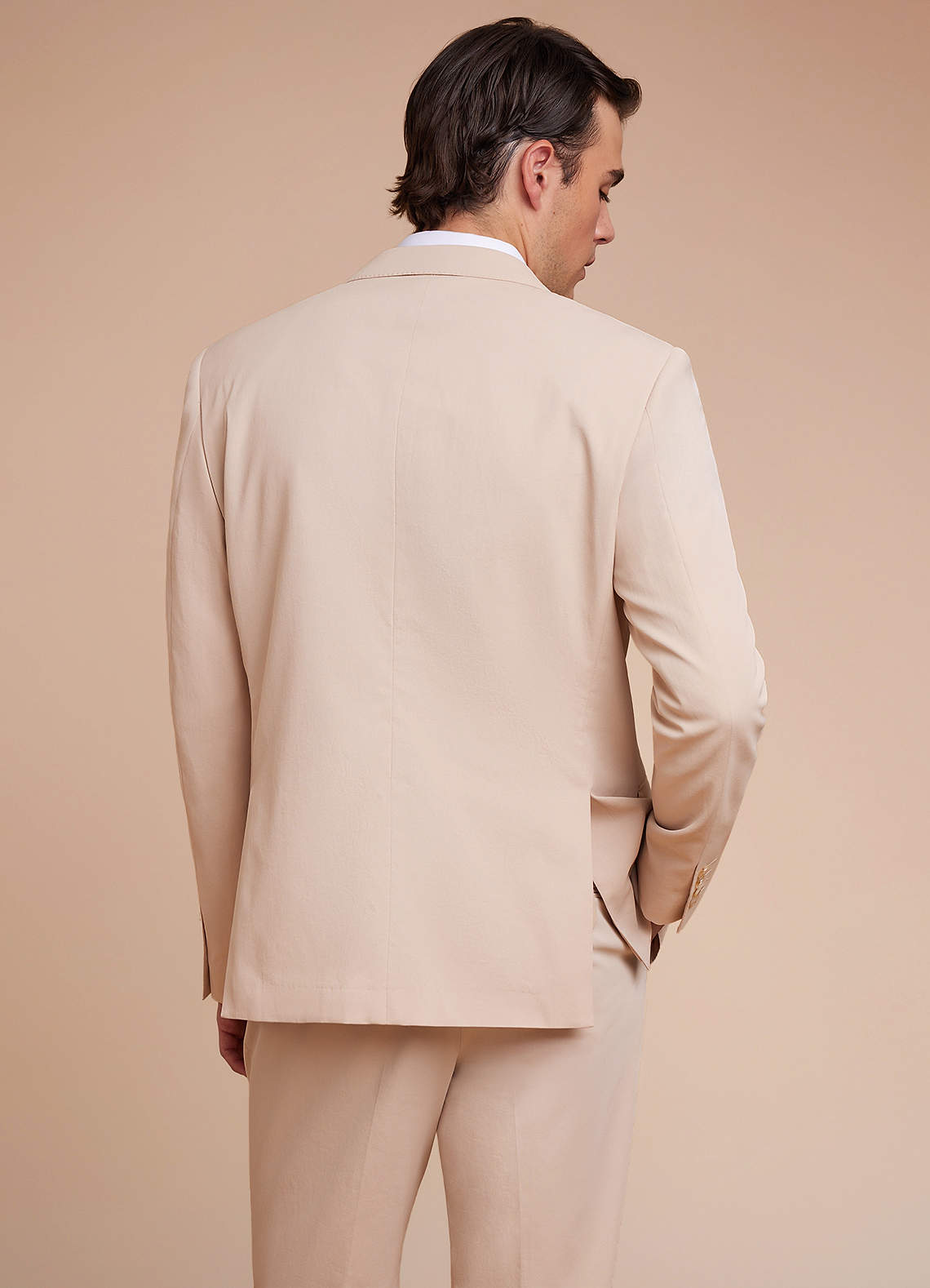 front Carter Tan Cotton Linen Blend Suit Jacket
