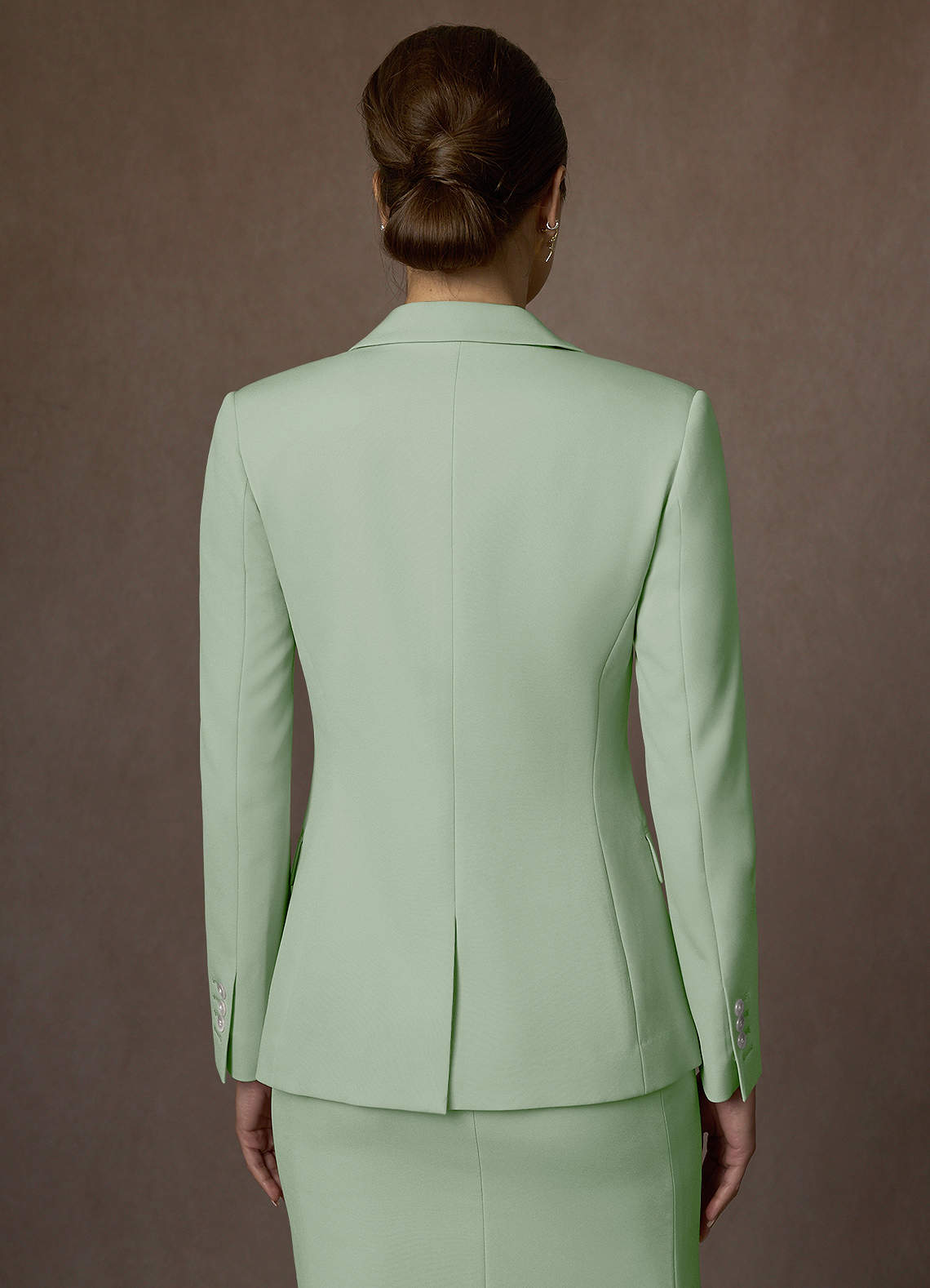 front Kennedy Dusty Sage Structured Stretch Dress