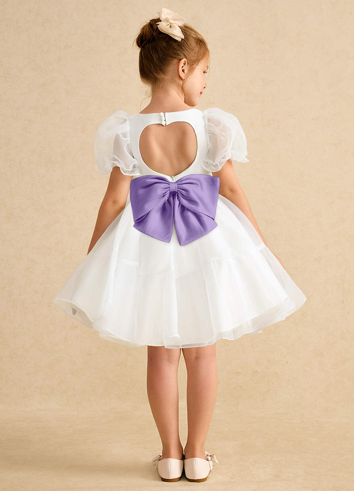 Azazie Debbie vestidos de niña de las flores Vestido de Marfil Tahití de Organza de Princesa con Escote de Corazón image1
